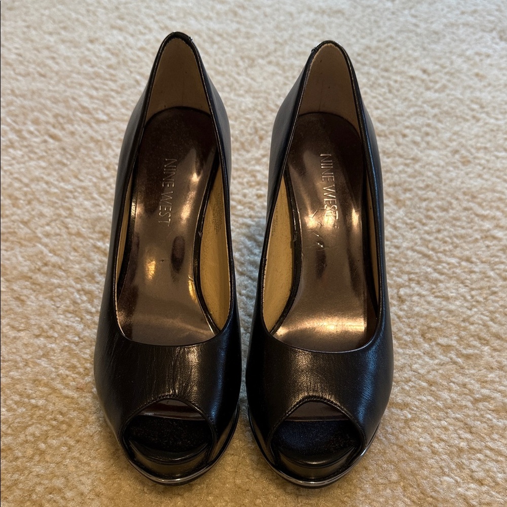 Nine West Classic Black Peep Toe Heels